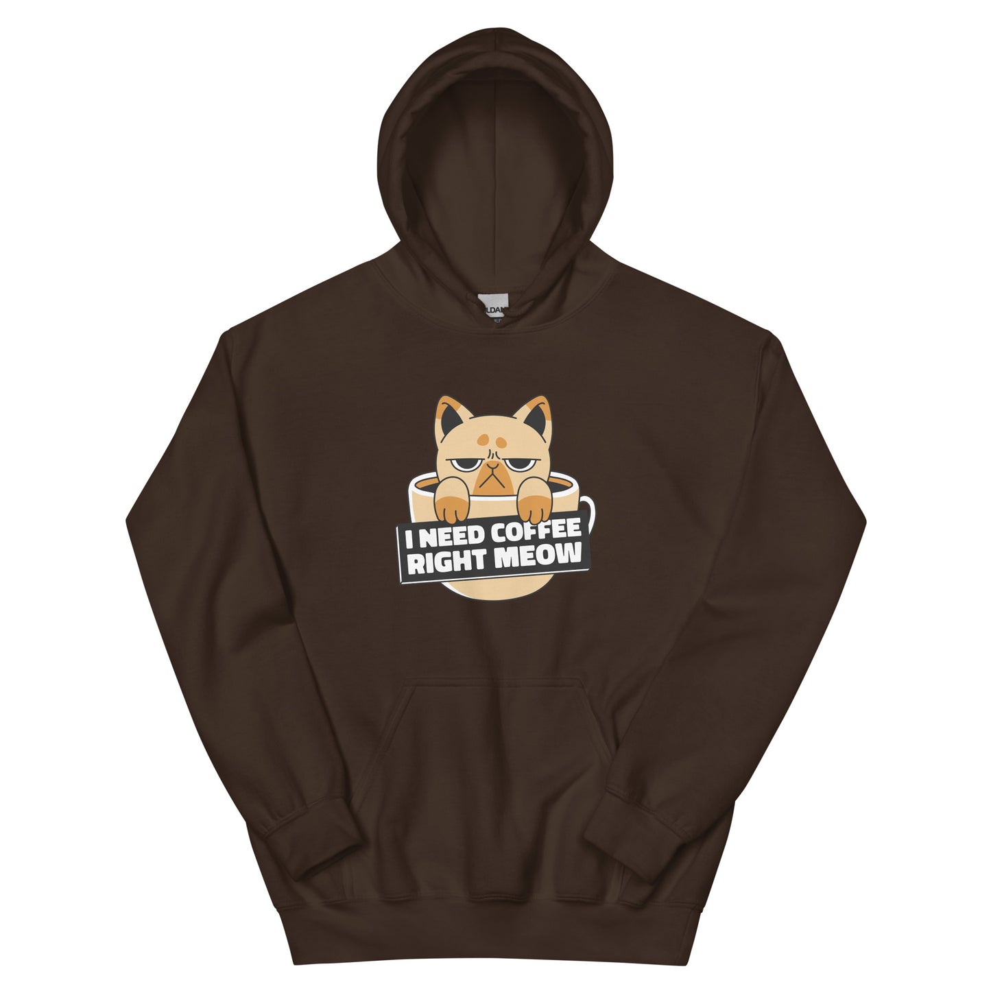 I need coffee right meow hoodie dark chocolate