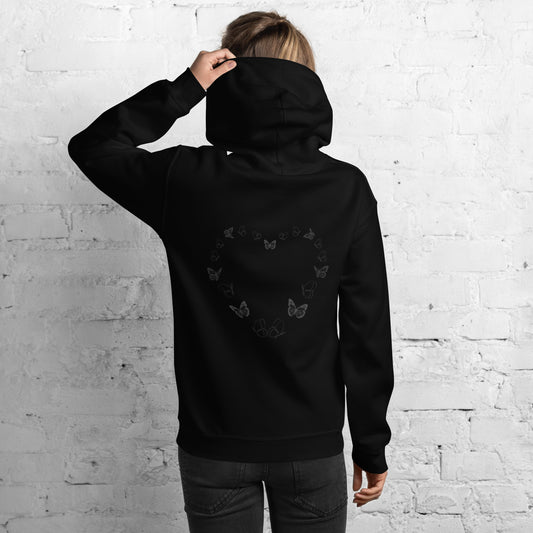 black back Heart of Butterfly Hoodie with Starszo Logo